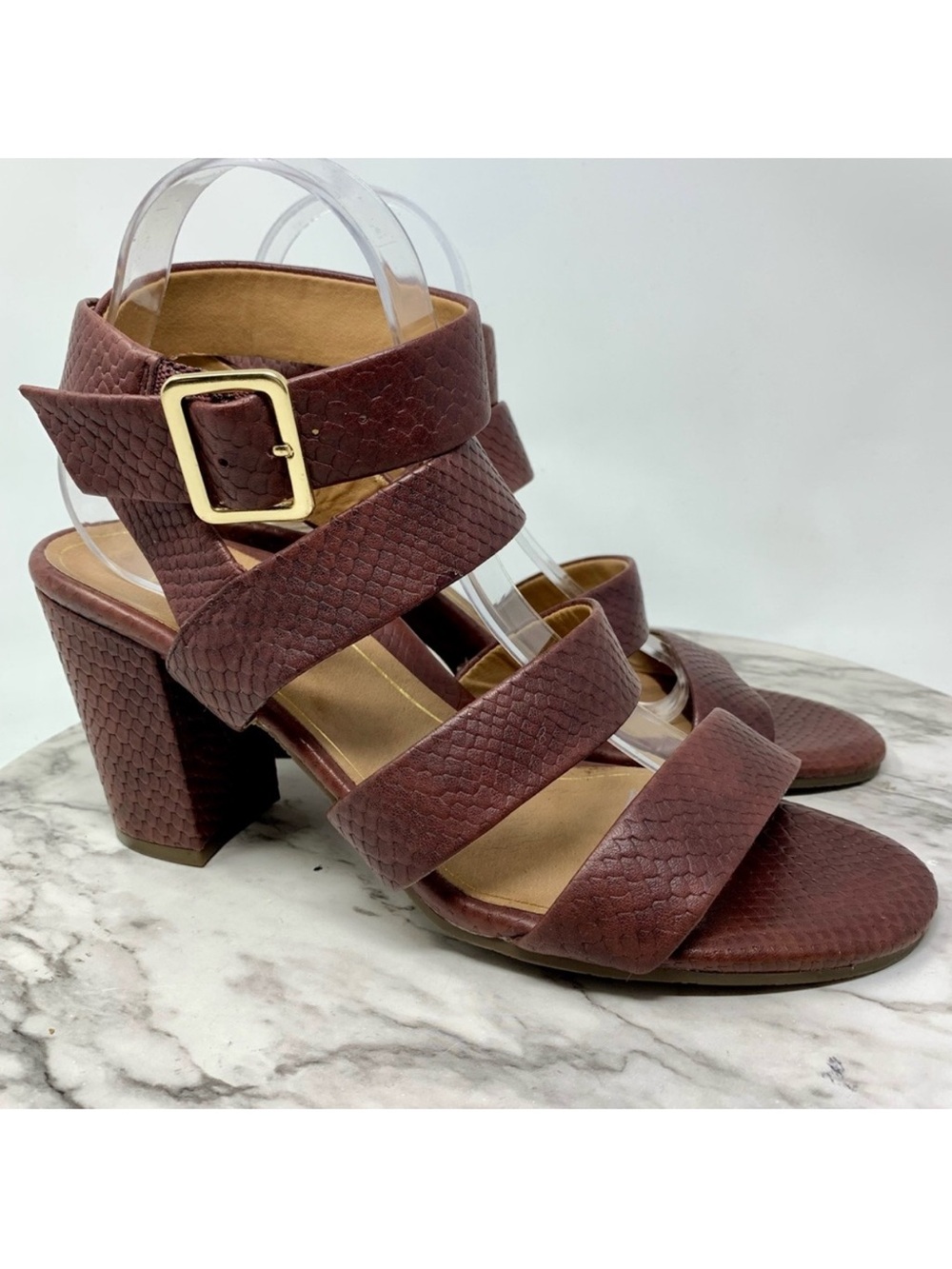 Vionic Blaire Multi Strap Brown Reptile Comfort Sandals 10 Classic Quiet Luxury